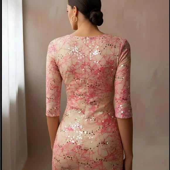 Pink and Cream Women's Dress