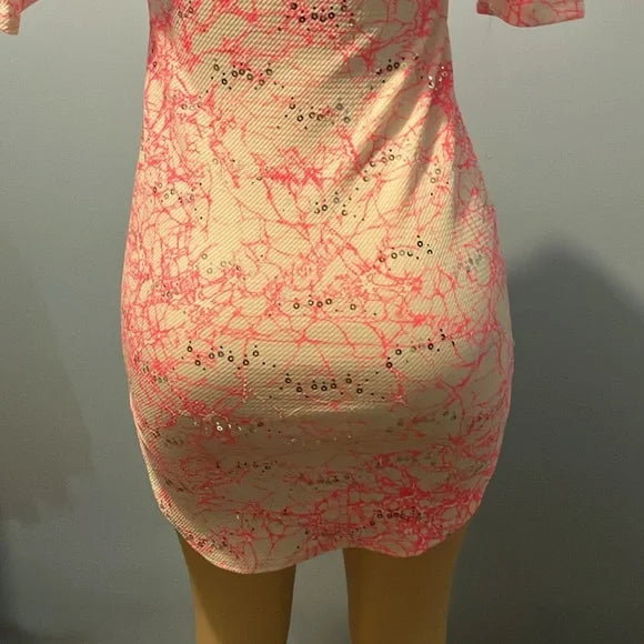 Pink and Cream Women's Dress