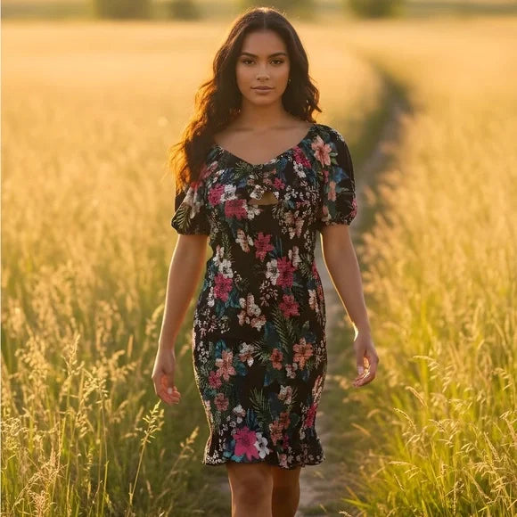 Floral Black Dress