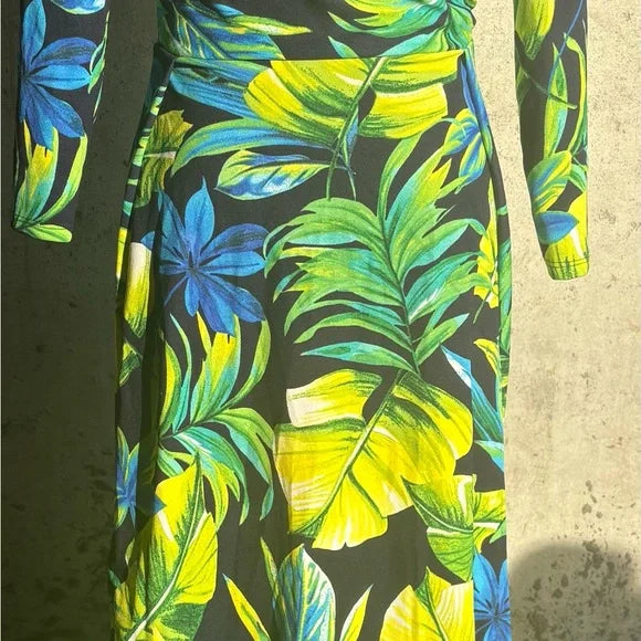 Tropical Leaf Print Maxi Dress va va voom unique piece
