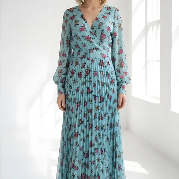 Floral Blue Maxi Dress va va voom unique piece