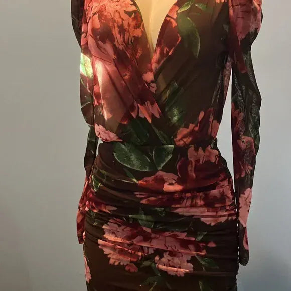 Elegant Floral Long Sleeve Dress