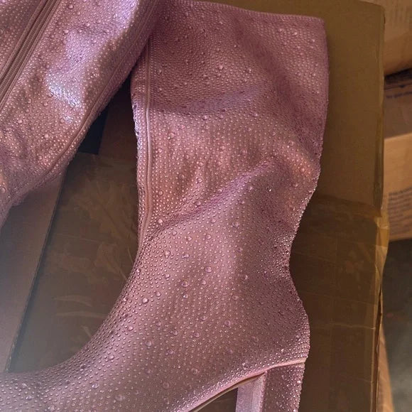 TOP Moda Sparkling Pink Heeled Boots