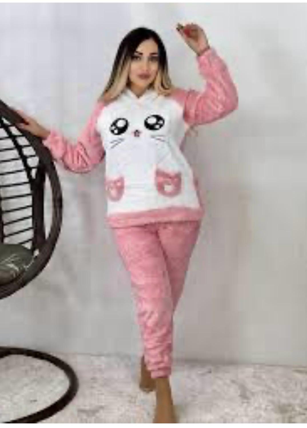 Set de pijama de gato rosa para mujer