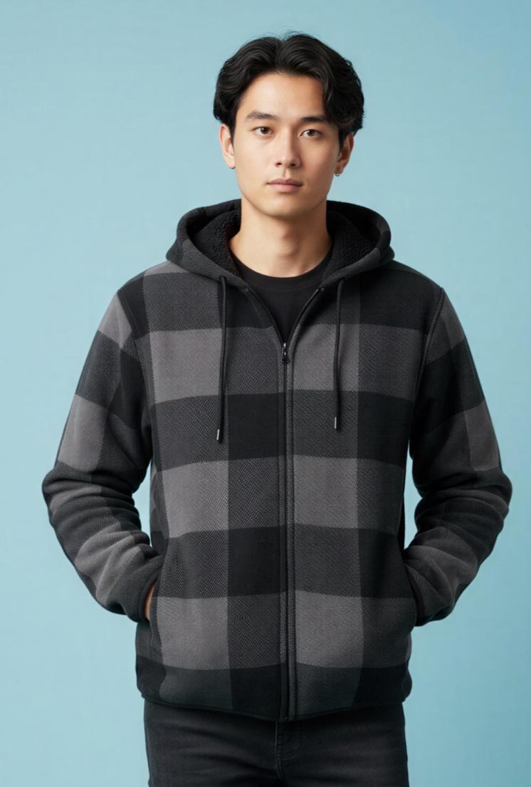 Camisa a cuadros con capucha para hombre