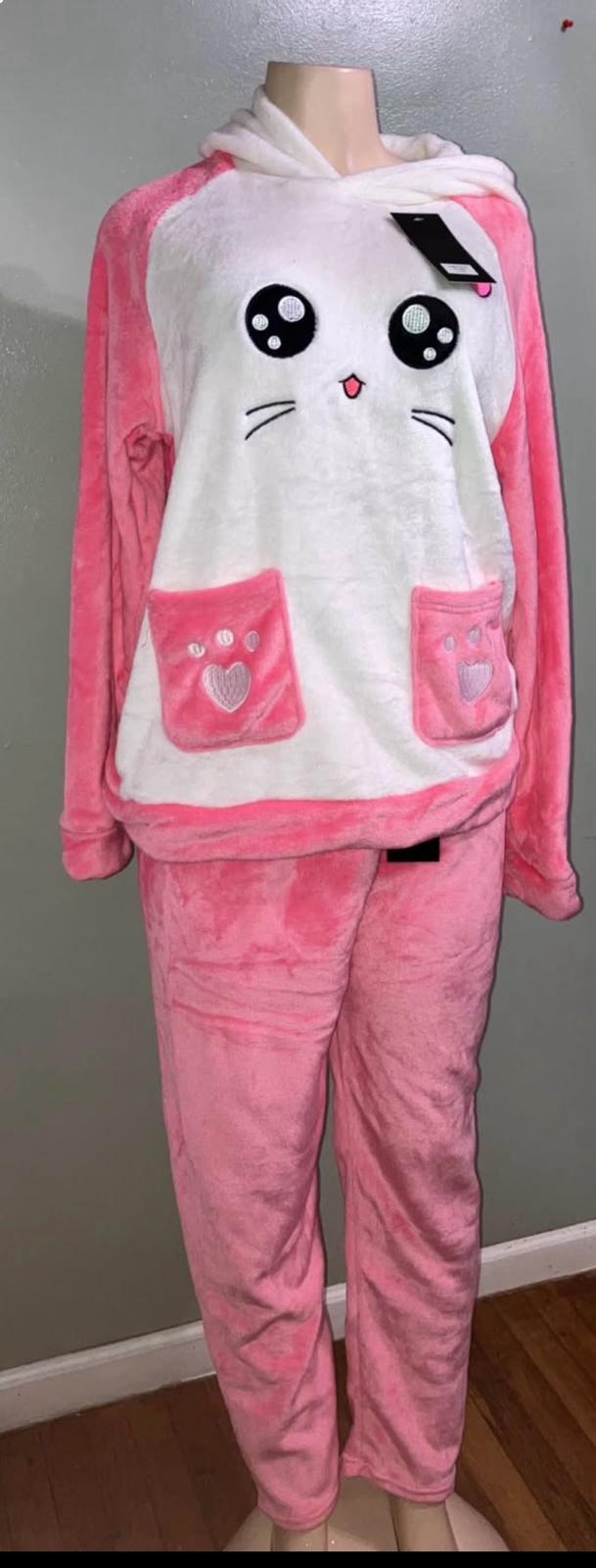 Set de pijama de gato rosa para mujer