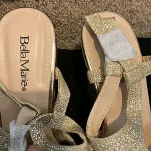 Bella Marie Santo Women's Rhinestone Wedge Sandal Silver Slingback