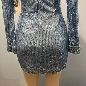 Emerald Sundae Blue Asymmetrical Wrap Bodycon Dress