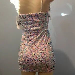 Emerald Sundae multicolored sequin ruched mini dress