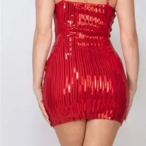Red Sequin Mini Dress