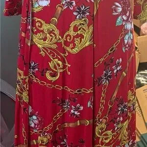 Elegant Red Floral Off-Shoulder Dress