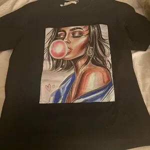 Graphic Tee with Bubblegum Art