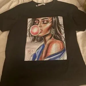 Graphic Tee with Bubblegum Art