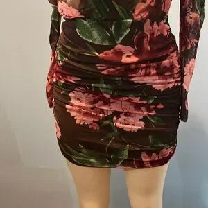 Floral Wrap Dress with Puff Sleeves