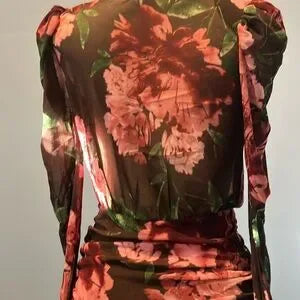 Floral Wrap Dress with Puff Sleeves