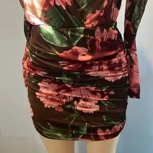 Floral Wrap Dress with Puff Sleeves