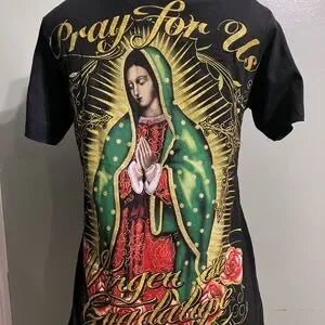 Black T-Shirt with Religious Graphic
