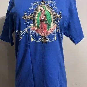 Black T-Shirt with Religious Graphic