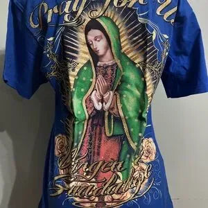 Black T-Shirt with Religious Graphic