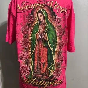 Black T-Shirt with Religious Graphic