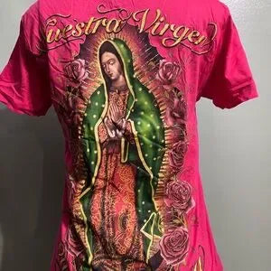 Black T-Shirt with Religious Graphic