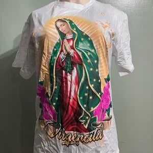 Black T-Shirt with Religious Graphic