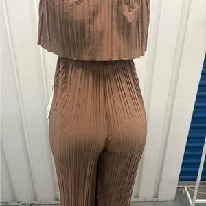 Elegant Brown Pleated Jumpsuit