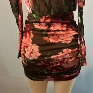 Elegant Floral Long Sleeve Dress