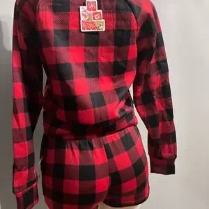 Red and Black Plaid Lounge Set